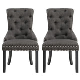 Dining Chair with Button Tufted Details, Set of 2, Gray