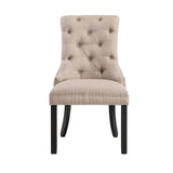 Benzara Dining Chair with Button Tufted Details, Set of 2, Beige BM261509 Beige Wood and Fabric BM261509