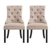 Dining Chair with Button Tufted Details, Set of 2, Beige