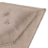 Benzara Bench with Button Tufted Details and Nailhead Trim, Beige BM261511 Beige Wood and Fabric BM261511