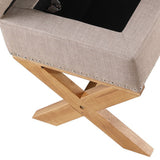 Benzara Storage Ottoman with Lift Top Opening and Wooden Frame, Beige BM261513 Beige Wood and Fabric BM261513