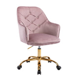 Office Chair with Diamond Button Tufted Back, Purple