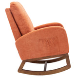 Benzara Rocking Chair with Fabric Upholstery and High Back, Orange BM261560 Orange Wood and Fabric BM261560