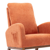 Benzara Rocking Chair with Fabric Upholstery and High Back, Orange BM261560 Orange Wood and Fabric BM261560