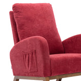 Benzara Rocking Chair with Fabric Upholstery and High Back, Red BM261561 Red Wood and Fabric BM261561