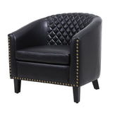 Leatherette Accent Chair with Nailhead Trim and Diamond Stitch, Black