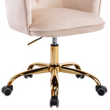 Benzara Office Chair with Diamond Button Tufted Back, Beige BM261574 Beige Wood, Metal, Fabric BM261574