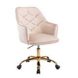 Office Chair with Diamond Button Tufted Back, Beige