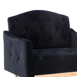 Benzara Accent Chair with Tufted Stitching and Metal Legs, Black and Gold BM261576 Black and Gold Wood, Metal and Fabric BM261576