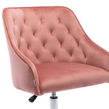 Benzara Office Chair with Padded Swivel Seat and Tufted Design, Light Pink BM261579 Pink Fabric and Metal BM261579
