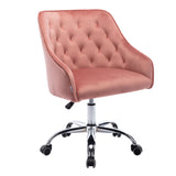Office Chair with Padded Swivel Seat and Tufted Design, Light Pink