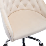 Benzara Office Chair with Padded Swivel Seat and Tufted Design, Beige BM261580 Beige Fabric and Metal BM261580