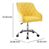 Benzara Office Chair with Padded Swivel Seat and Tufted Design, Yellow BM261581 Yellow Fabric and Metal BM261581