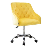 Office Chair with Padded Swivel Seat and Tufted Design, Yellow