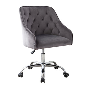Benzara Office Chair with Padded Swivel Seat and Tufted Design, Dark Gray BM261582 Gray Fabric and Metal BM261582