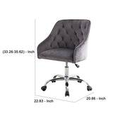 Benzara Office Chair with Padded Swivel Seat and Tufted Design, Dark Gray BM261582 Gray Fabric and Metal BM261582