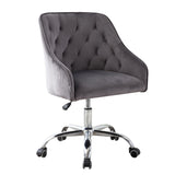 Office Chair with Padded Swivel Seat and Tufted Design, Dark Gray