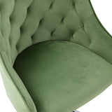 Benzara Office Chair with Padded Swivel Seat and Tufted Design, Green BM261583 Green Fabric and Metal BM261583