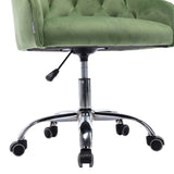 Benzara Office Chair with Padded Swivel Seat and Tufted Design, Green BM261583 Green Fabric and Metal BM261583