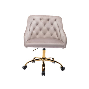Benzara Office Chair with Padded Swivel Seat and Tufted Design, Gray BM261587 Gray Fabric and Metal BM261587