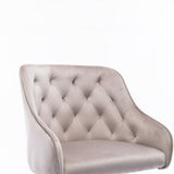 Benzara Office Chair with Padded Swivel Seat and Tufted Design, Gray BM261587 Gray Fabric and Metal BM261587