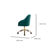 Benzara Office Chair with Padded Swivel Seat and Tufting, Green BM261589 Green Fabric and Metal BM261589
