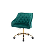 Benzara Office Chair with Padded Swivel Seat and Tufting, Green BM261589 Green Fabric and Metal BM261589