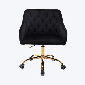 Benzara Office Chair with Padded Swivel Seat and Tufted Design, Black BM261590 Black Fabric and Metal BM261590