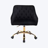 Office Chair with Padded Swivel Seat and Tufted Design, Black
