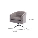 Benzara Accent Chair with Padded Swivel Seat and Tufted Design, Gray BM261594 Gray Wood, Metal and Fabric BM261594