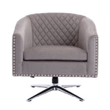 Accent Chair with Padded Swivel Seat and Tufted Design, Gray