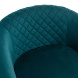 Benzara Accent Chair with Padded Swivel Seat and Tufted Design, Blue BM261595 Blue Wood, Metal and Fabric BM261595