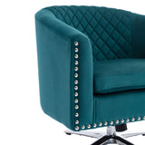 Benzara Accent Chair with Padded Swivel Seat and Tufted Design, Blue BM261595 Blue Wood, Metal and Fabric BM261595