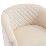 Benzara Accent Chair with Padded Swivel Seat and Tufted Design, Beige BM261596 Beige Wood, Metal and Fabric BM261596