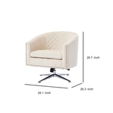 Benzara Accent Chair with Padded Swivel Seat and Tufted Design, Beige BM261596 Beige Wood, Metal and Fabric BM261596