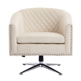 Accent Chair with Padded Swivel Seat and Tufted Design, Beige
