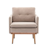Accent Chair with Velvet Upholstery and Tufted Back, Beige