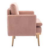 Benzara Accent Chair with Velvet Upholstery and Tufted Back, Pink BM261604 Pink Wood, Metal and Fabric BM261604