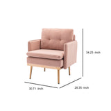 Benzara Accent Chair with Velvet Upholstery and Tufted Back, Pink BM261604 Pink Wood, Metal and Fabric BM261604
