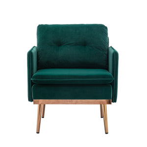 Benzara Accent Chair with Velvet Upholstery and Tufted Back, Green BM261605 Green Wood, Metal and Fabric BM261605