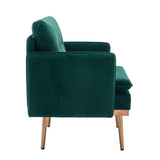 Benzara Accent Chair with Velvet Upholstery and Tufted Back, Green BM261605 Green Wood, Metal and Fabric BM261605