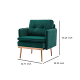 Benzara Accent Chair with Velvet Upholstery and Tufted Back, Green BM261605 Green Wood, Metal and Fabric BM261605