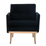 Accent Chair with Velvet Upholstery and Tufted Back, Black