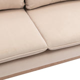 Benzara Loveseat with Velvet Upholstery and Tufted Back, Beige BM261607 Beige Wood, Metal and Fabric BM261607