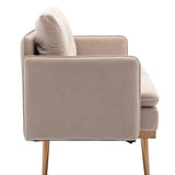 Benzara Loveseat with Velvet Upholstery and Tufted Back, Beige BM261607 Beige Wood, Metal and Fabric BM261607