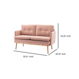 Benzara Loveseat with Velvet Upholstery and Tufted Back, Pink BM261608 Pink Wood, Metal and Fabric BM261608