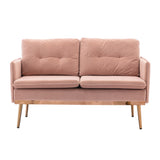 Benzara Loveseat with Velvet Upholstery and Tufted Back, Pink BM261608 Pink Wood, Metal and Fabric BM261608