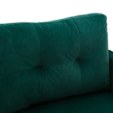 Benzara Loveseat with Velvet Upholstery and Tufted Back, Green BM261609 Green Wood, Metal and Fabric BM261609