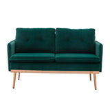 Loveseat with Velvet Upholstery and Tufted Back, Green