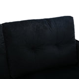 Benzara Loveseat with Velvet Upholstery and Tufted Back, Black BM261610 Black Wood, Metal and Fabric BM261610